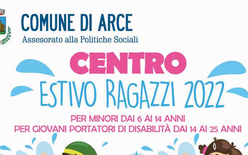 ARCE – Organizzata una settimana di centro estivo grazie all’assessorato alle Politiche sociali, dal 22 al 26 agosto