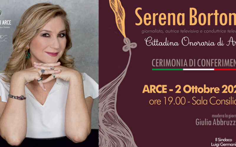 ARCE – Cittadinanza onoraria per Serena Bortone giornalista Rai. Domani la cerimonia di conferimento