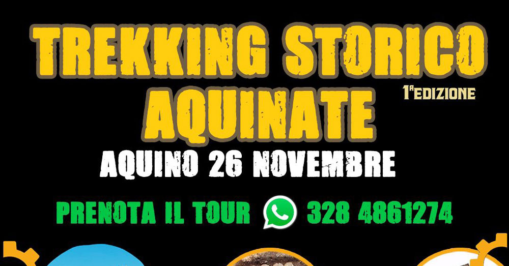 CULTURA & TURISMO – Parte ad Aquino il primo Trekking Aquinate sabato prossimo alle 9.30 la partenza